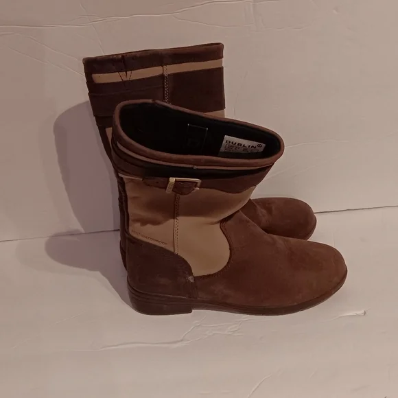 Dublin Estuary Western Cozy Cabin Brown Two Tone Leather Riding Boots Size 6.5